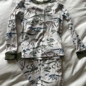 3/$10 Dinosaur Print Kids Pajamas - Green and White